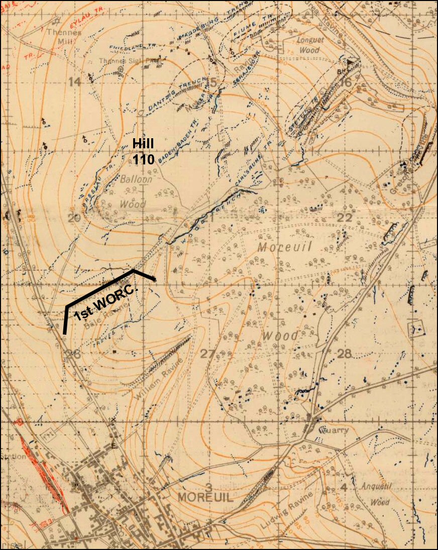 Moreuil Wood area map 1918