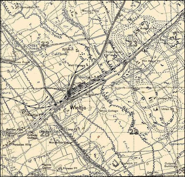 Wieltje area map 1918