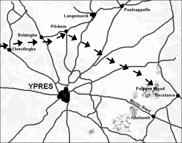 2nd Battalion Worcestershire route to Polygon Wood (19th to 24th October 1914)