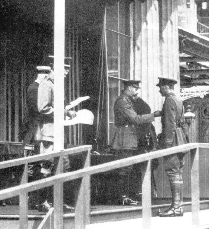 Major F. C. Roberts receives his VC from H.R.H. King George V