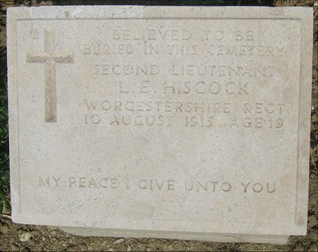 2nd Lieutenant Leonard Ernest HISCOCK war grave