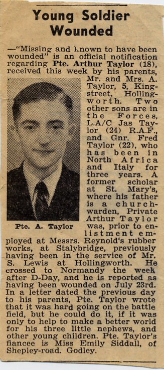 News of Pte. A. Taylor missing in action